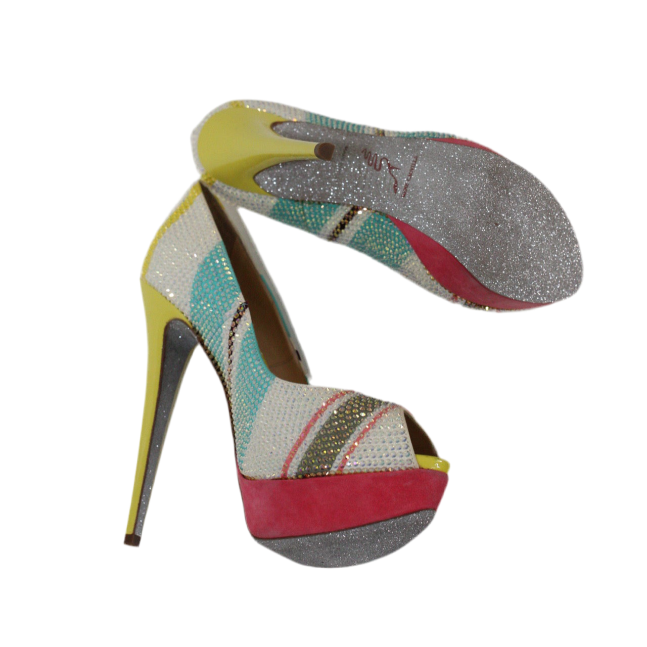 Rene Caovilla Multicolor Peep Toe Pump EU 36.5