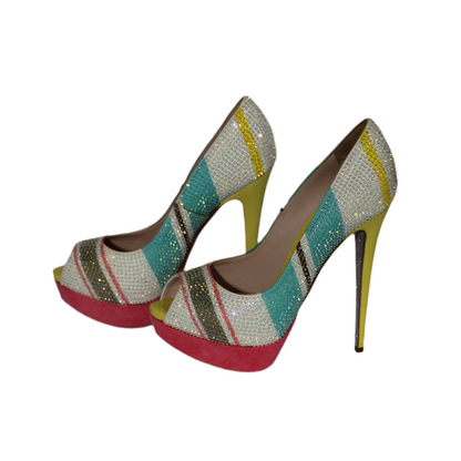 Rene Caovilla Multicolor Peep Toe Pump EU 36.5