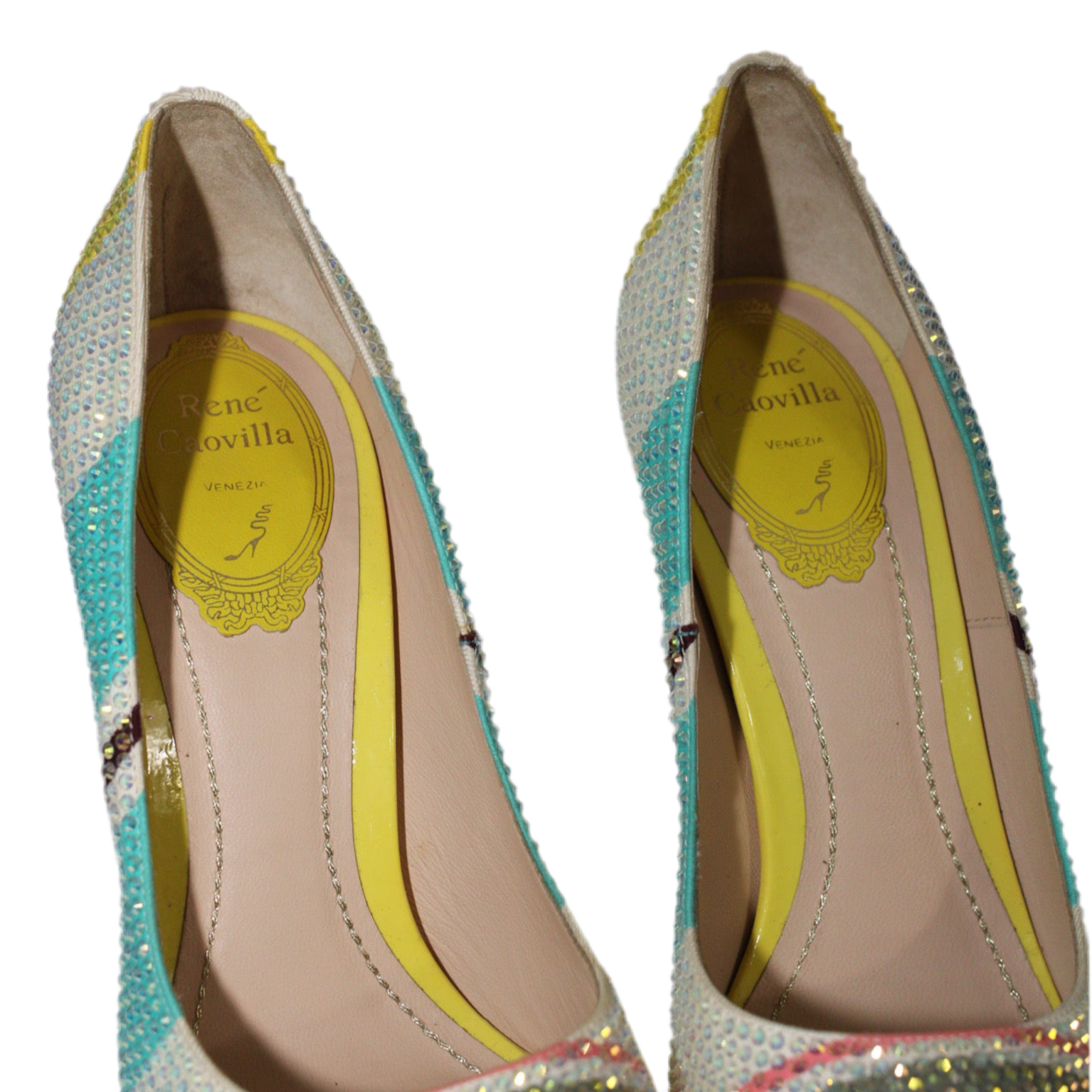 Rene Caovilla Multicolor Peep Toe Pump EU 36.5
