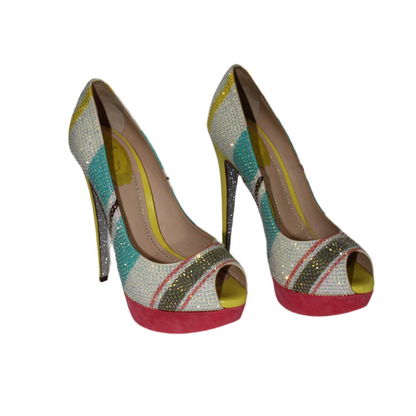 Rene Caovilla Multicolor Peep Toe Pump EU 36.5