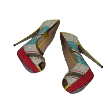 Rene Caovilla Multicolor Peep Toe Pump EU 36.5